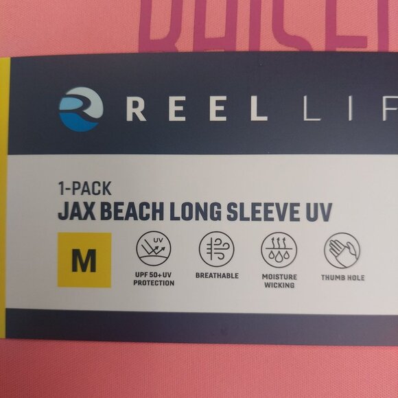 Reel Life Womens Jax Beach Long Sleeve UV Shirt "Raised By Water" M Salmon Rose - Picture 4 of 7